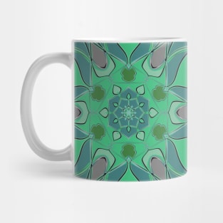 Cartoon Mandala Flower Blue and Green Mug